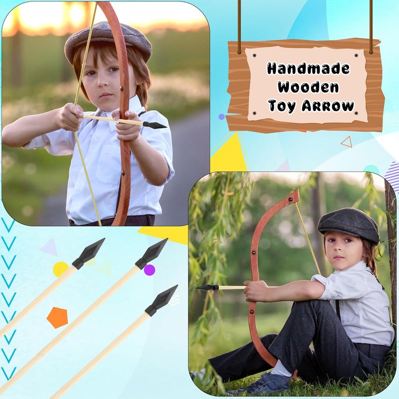 Plukeen 30 Pack Wooden Arrows with Soft Rubber Tips 17 Inch Wooden Toy Arrow Soft Rubber Tip Archery Bows for Beginners Archery Bows Outdoor Play - Image 4